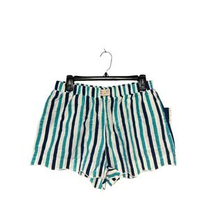 Roller Rabbit x Target Women's Teal Navy Striped Pajama Shorts Poplin Size M NWT